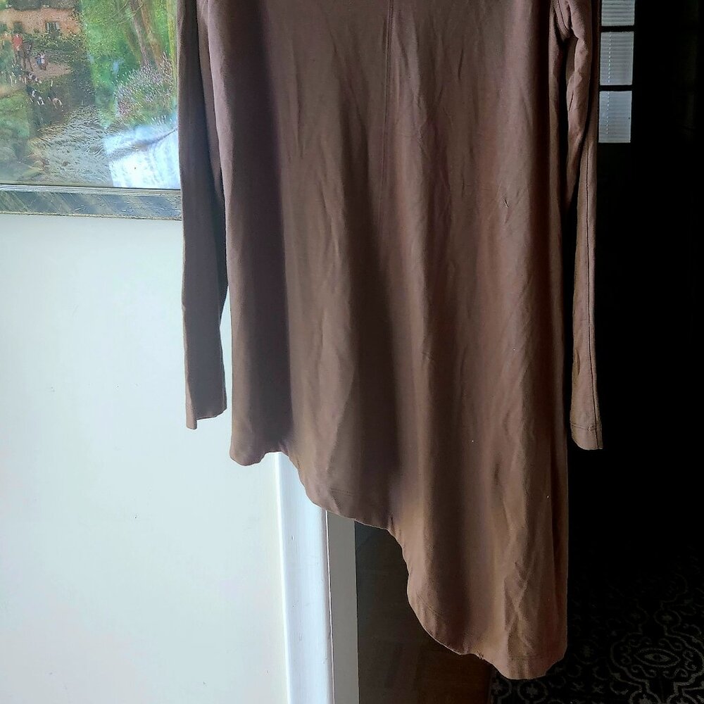 N29  Saks 5th inspired Tunic - rich brown & slanted hem Joan Vass Studio Sz L